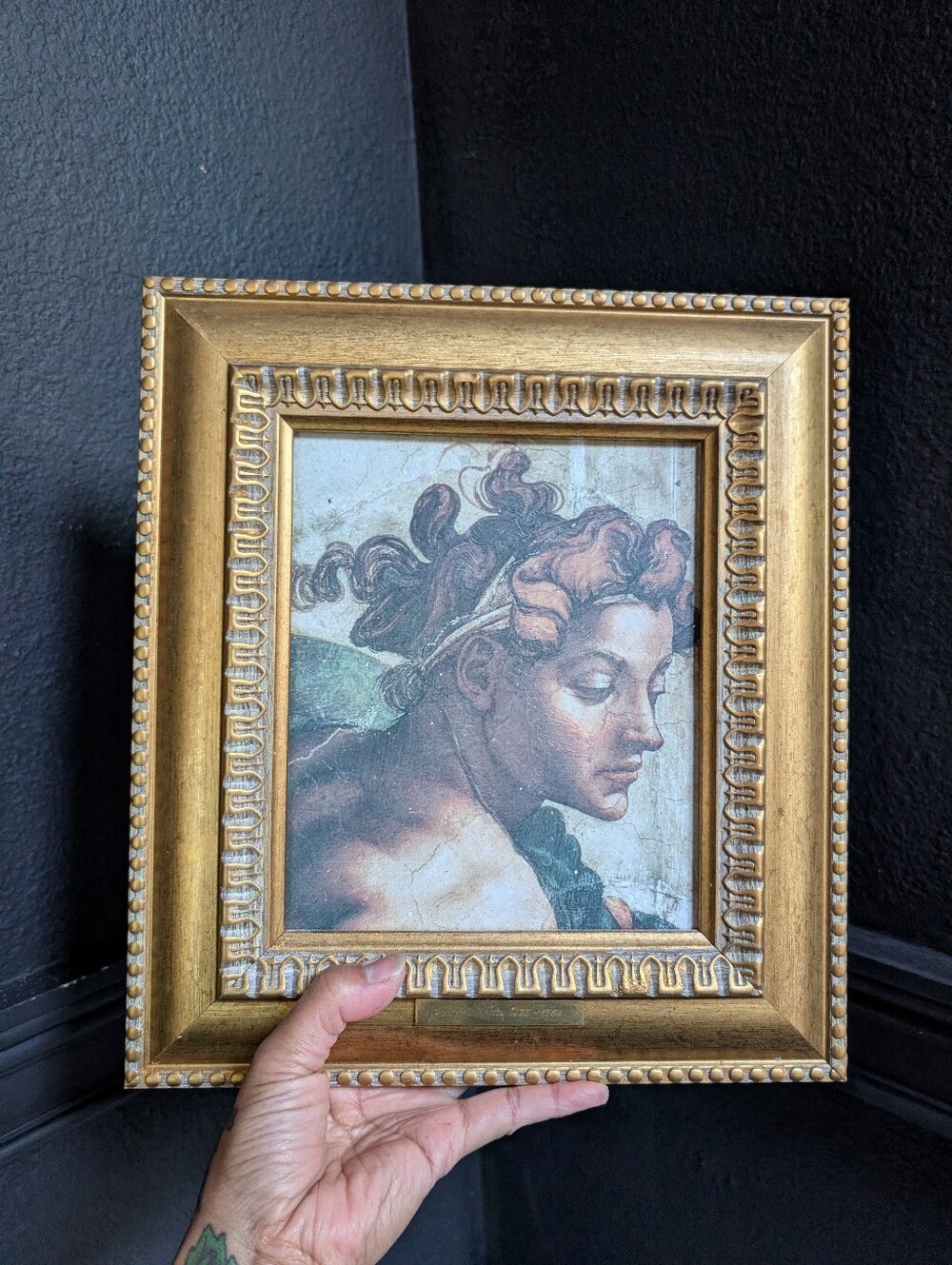 Vintage art print reproduction, Michelangelo Creation of Adam Sistine Chapel, Go